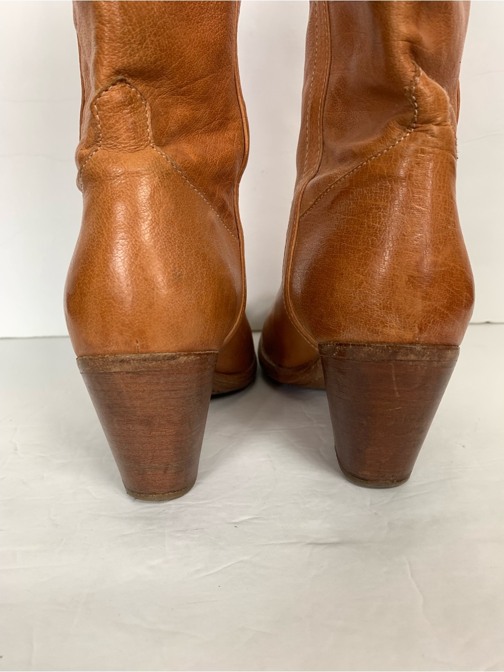 Frye Taylor Pull On Tan Leather Western Tall Boots Pointed Toe Womens Size 11 - Picture 14 of 15